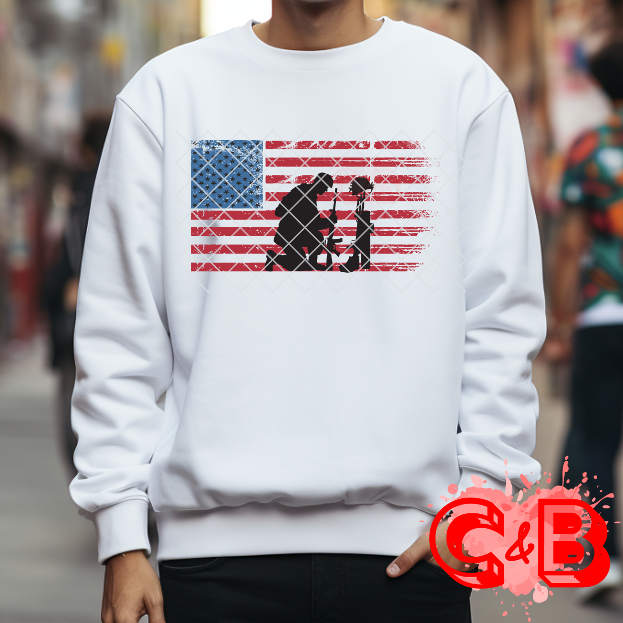 Fallen Soldier Silhouette With Flag DTF Transfer