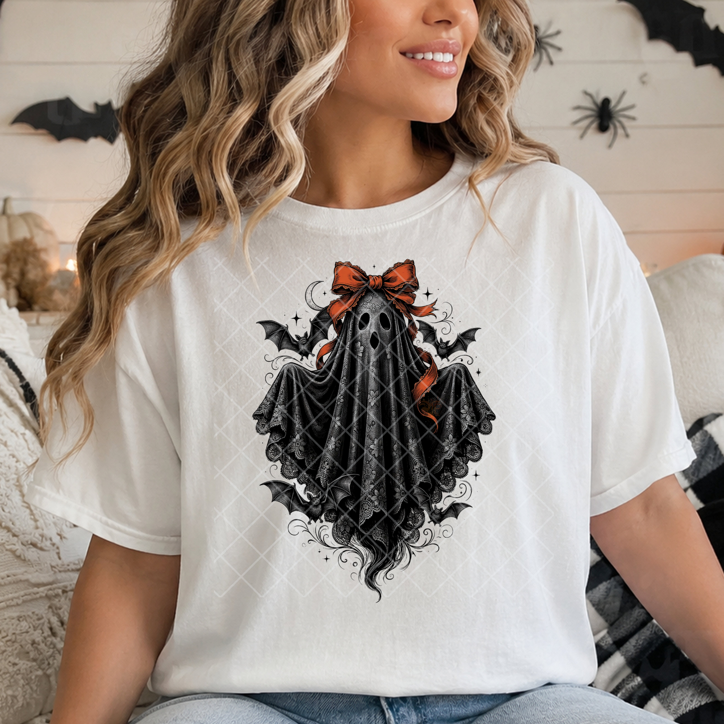 Black Lace Ghost - Premium Graphic T-Shirt for Casual Wear