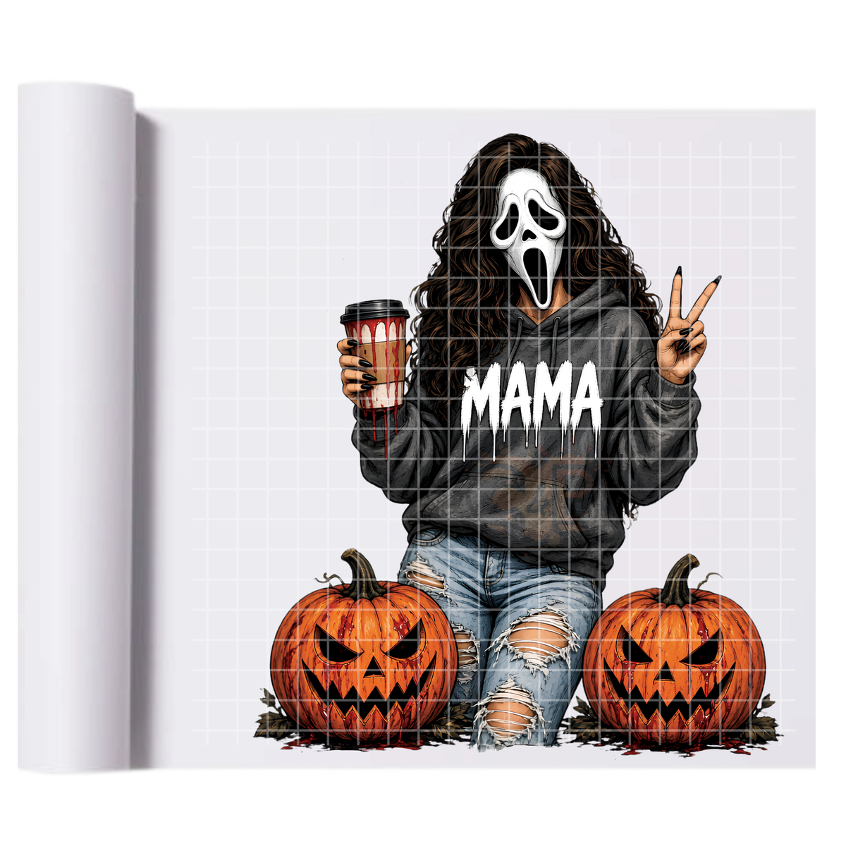Mama Scream Halloween - Ready To Press Print Transfer for Apparel, Cotton, Polyester & Blends - High-Quality Print- Commercial Grade