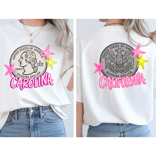 Heads Carolina Tails California - Premium Graphic Trendy T-Shirt for Casual Wear