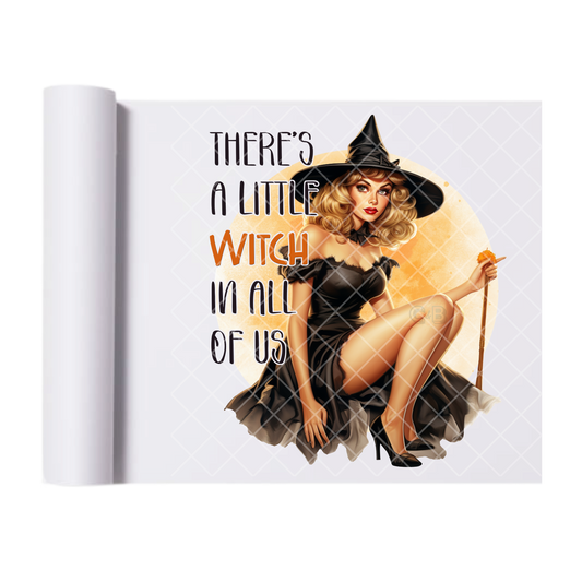There’s A Little Halloween - Ready To Press Print Transfer for Apparel, Cotton, Polyester & Blends - High-Quality Print- Commercial Grade