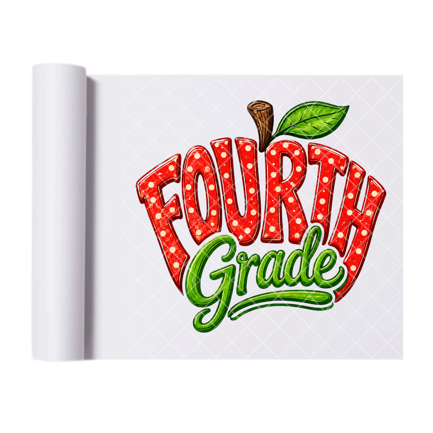 Fourth Grade Apple - Direct Print Film Transfer for T-Shirts, Cotton, Polyester & Blends - High-Quality Print