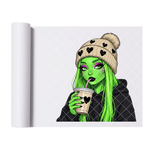 Green Halloween Love Babe - Ready To Press Print Transfer for Apparel, Cotton, Polyester & Blends - High-Quality Print- Commercial Grade