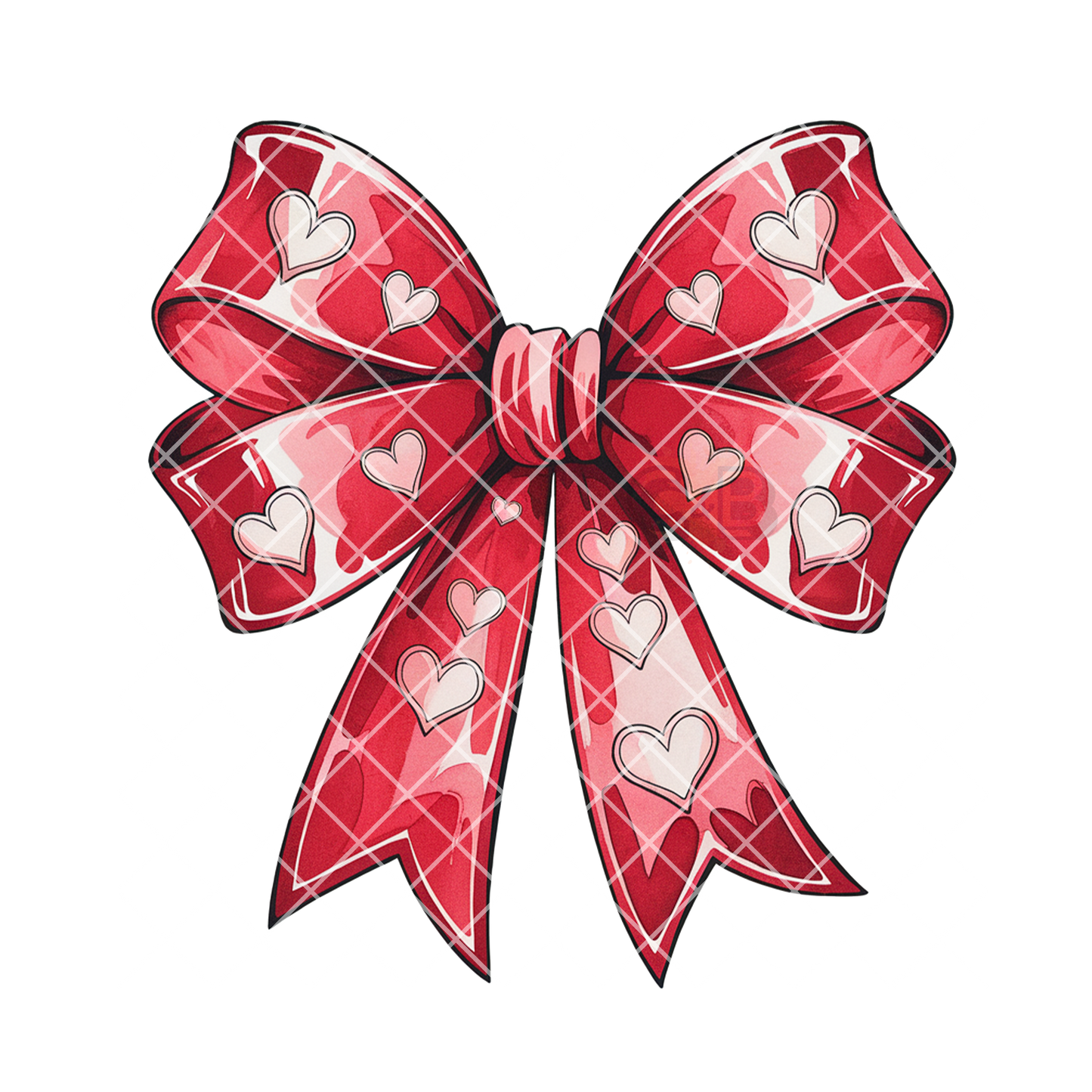 Valentine hearts red bow PNG