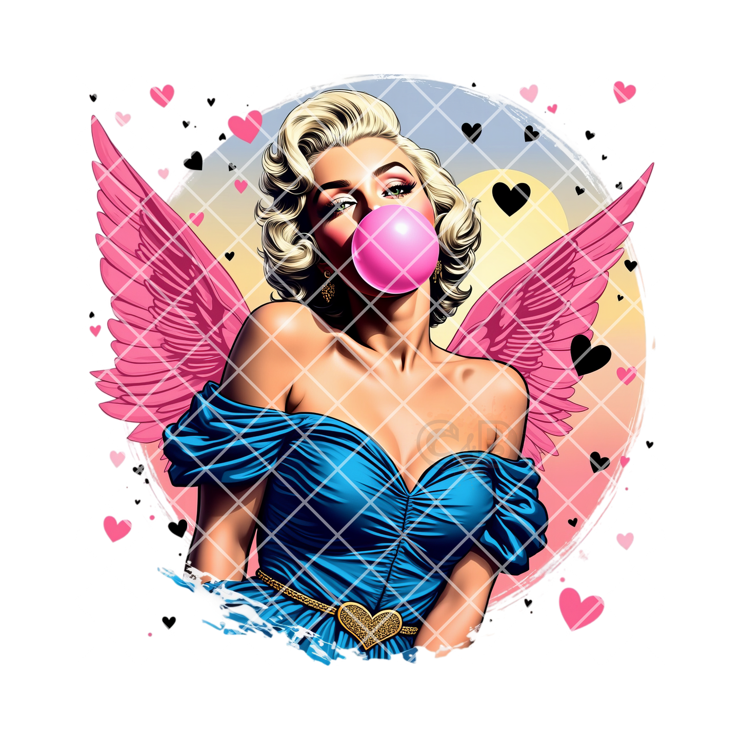 Blond pink wings PNG