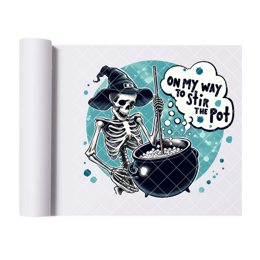 Stir The Pot Witch - Ready To Press Print Transfer for Apparel, Cotton, Polyester & Blends - High-Quality Print- Commercial Grade