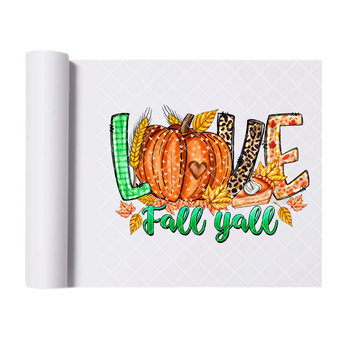 Love Fall Y'all Pumpkin - Ready To Press Print Transfer for Apparel, Cotton, Polyester & Blends - High-Quality Print- Commercial Grade