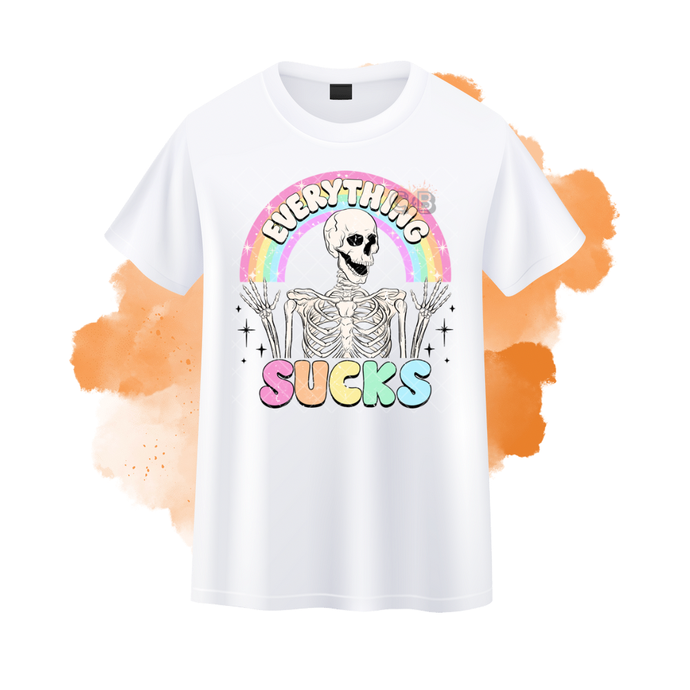 Everything Sucks Rainbow Skeleton T-Shirt