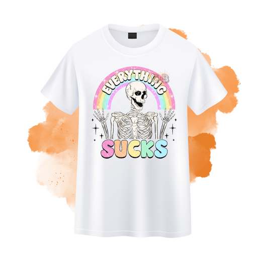 Everything Sucks Rainbow Skeleton T-Shirt