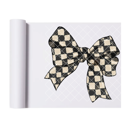 Checkered Christmas Bow DTF Transfer