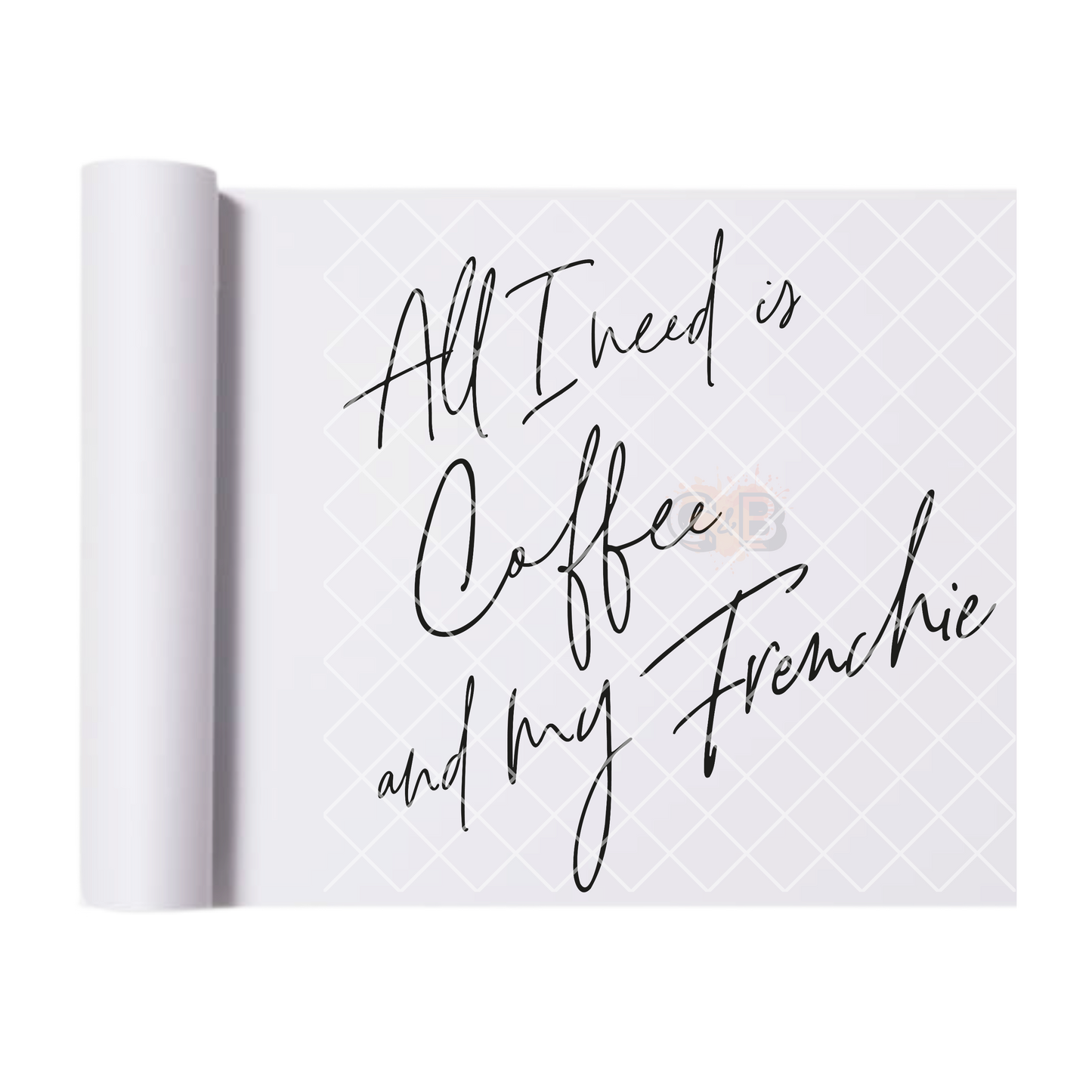 Frenchie and coffee DTF film t shirt transfer