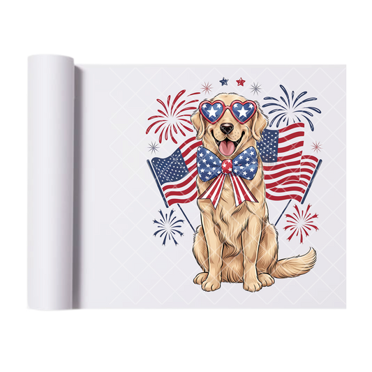 Patriot Yellow Labrador - Direct Print Film Transfer for Trendy T-Shirts, Cotton, Polyester & Blends - High-Quality Print