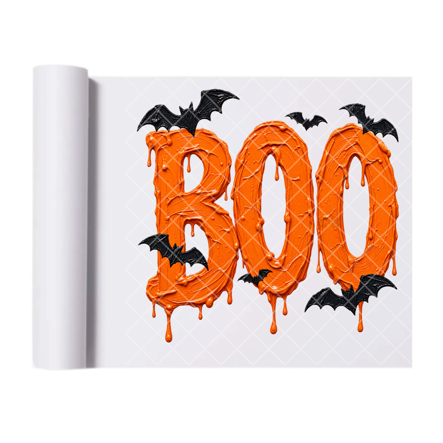 Paint Smudge Boo and Bats - Ready To Press Print Transfer for Apparel, Cotton, Polyester & Blends - High-Quality Print- Commercial Grade