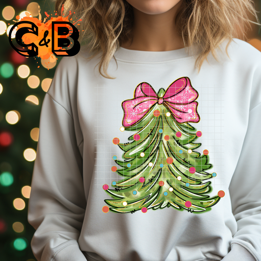 Christmas Tree Pink Bow T-Shirt