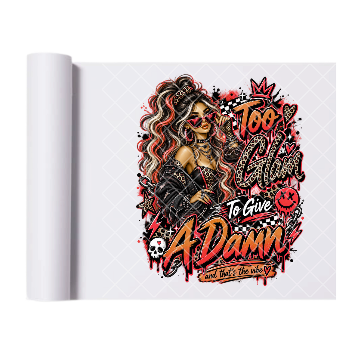 Too Glam Gal - Ready To Press Print Transfer for Apparel, Cotton, Polyester & Blends - High-Quality Print- Commercial Grade