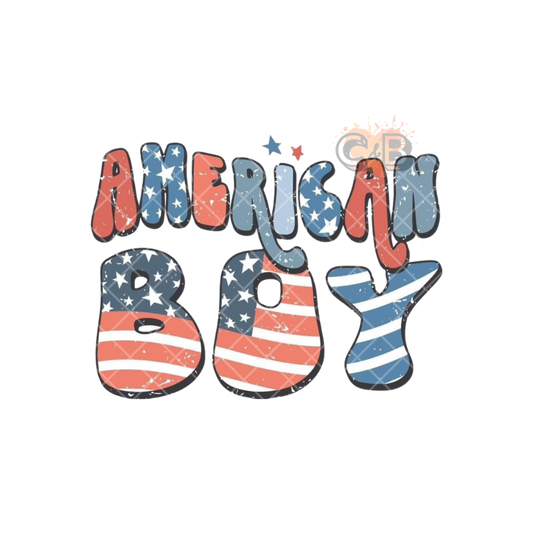 American Boy Flag Wording PNG