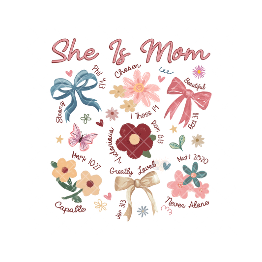 She Is Mom Bow Flower Collection PNG