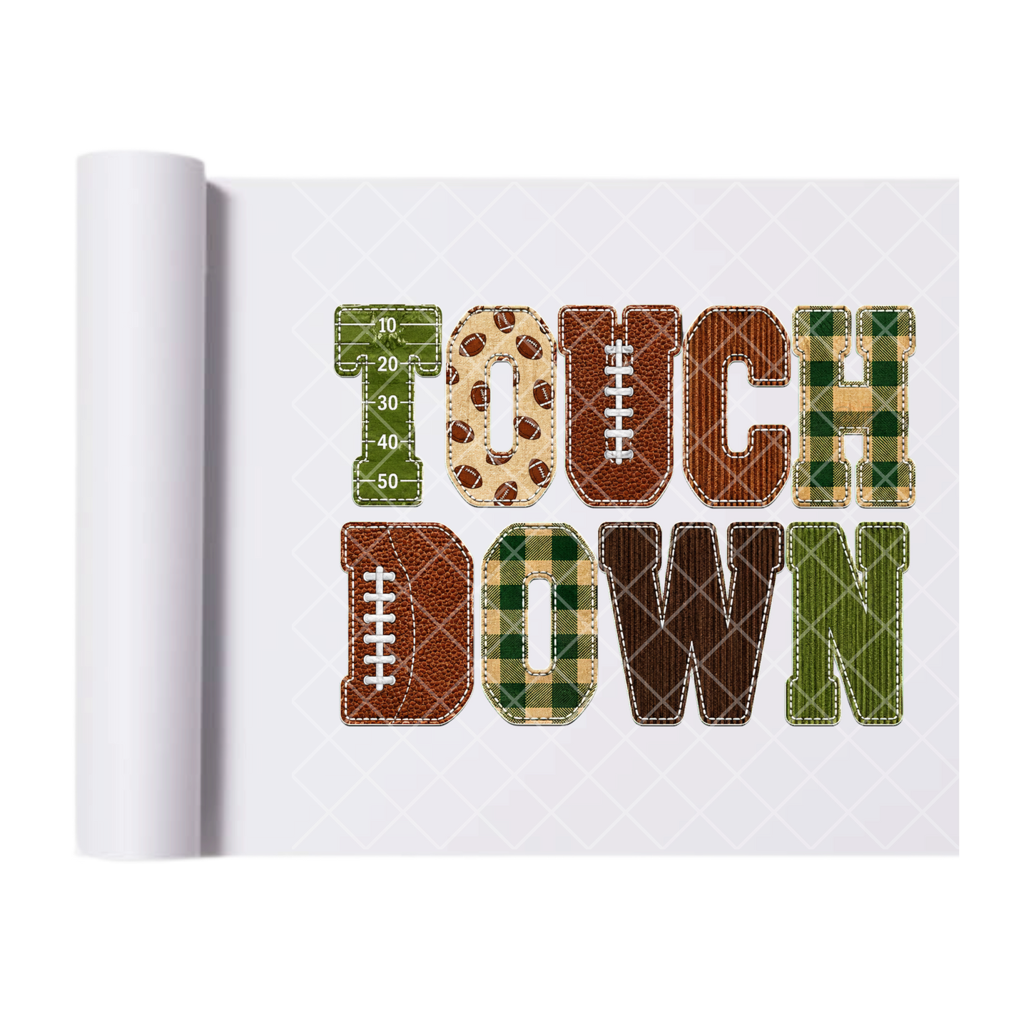 Faux Stitch Touchdown - Direct Print Film Transfer for T-Shirts, Cotton, Polyester & Blends - High-Quality Print