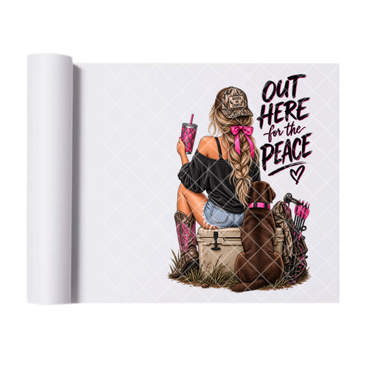 Out Here For The Peace Blonde - Ready To Press Print Transfer for Apparel, Cotton, Polyester & Blends - High-Quality Print- Commercial Grade