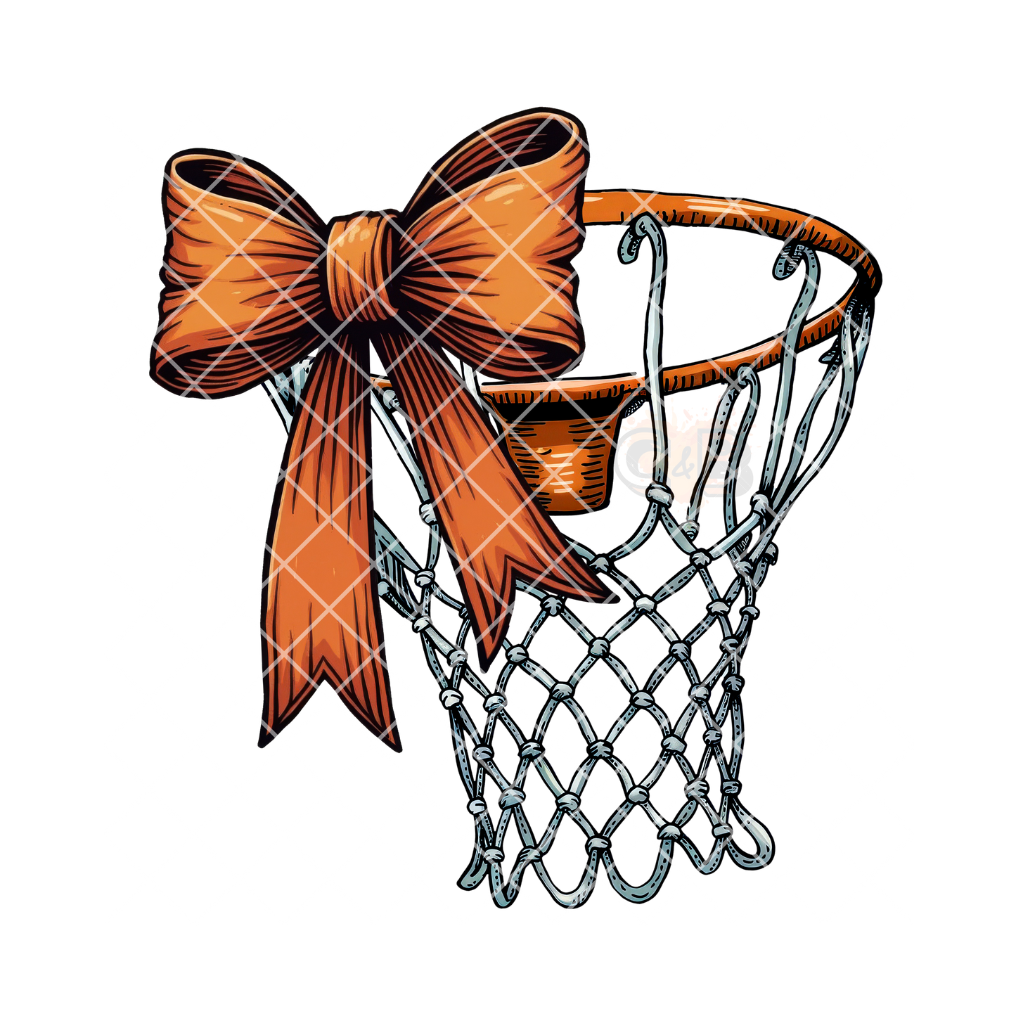 Basketball hoop with orange bow PNG