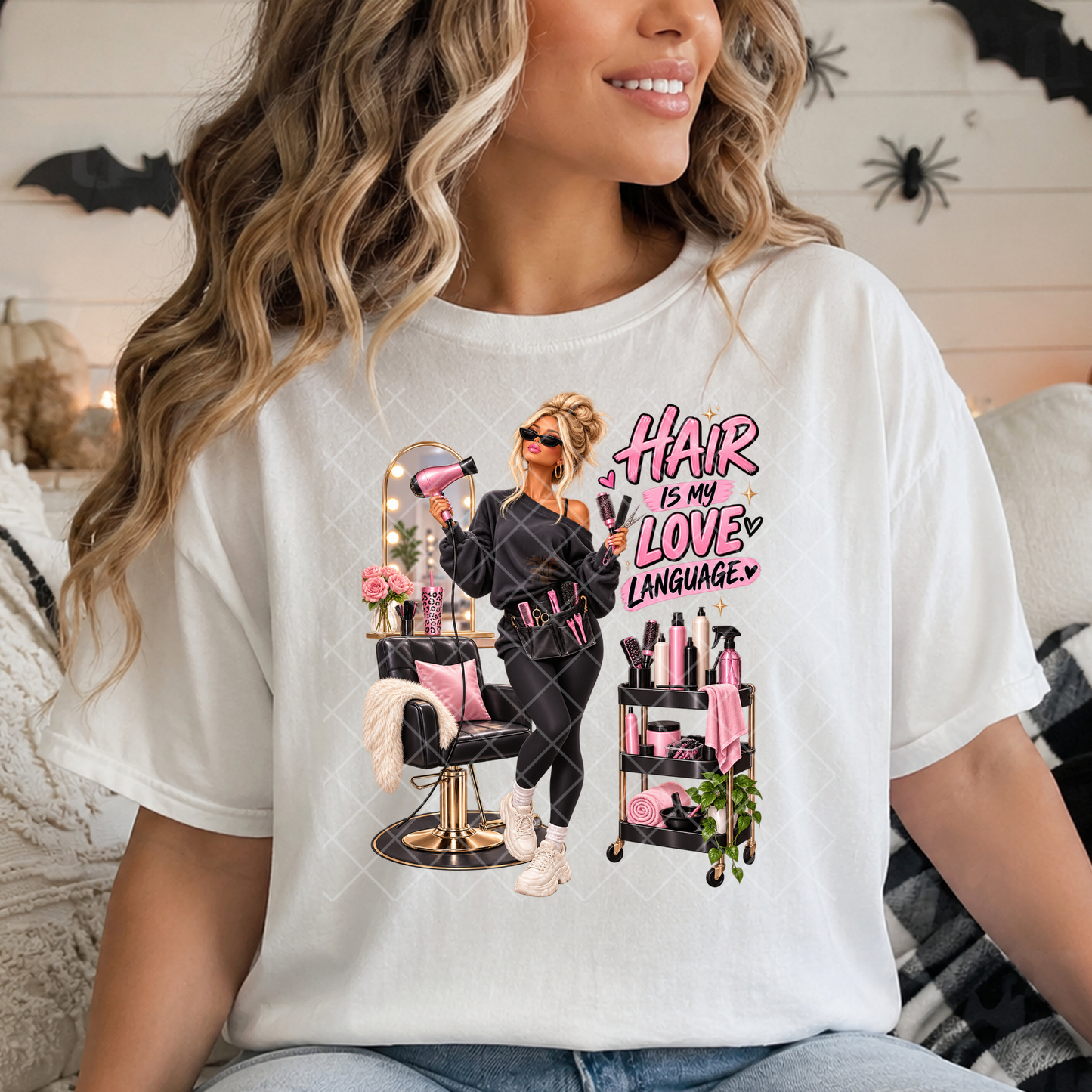 Hair Is My Love Language Blonde - Premium Graphic T-Shirt for Casual Wear
