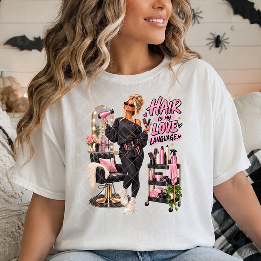Hair Is My Love Language Blonde - Premium Graphic T-Shirt for Casual Wear