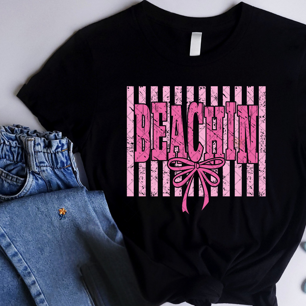 Beachin' Bow & Lines - Premium Graphic T-Shirt for Casual Wear
