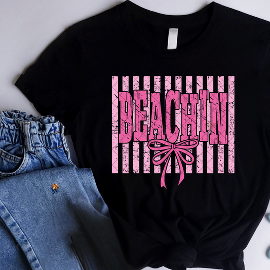 Beachin' Bow & Lines - Premium Graphic T-Shirt for Casual Wear