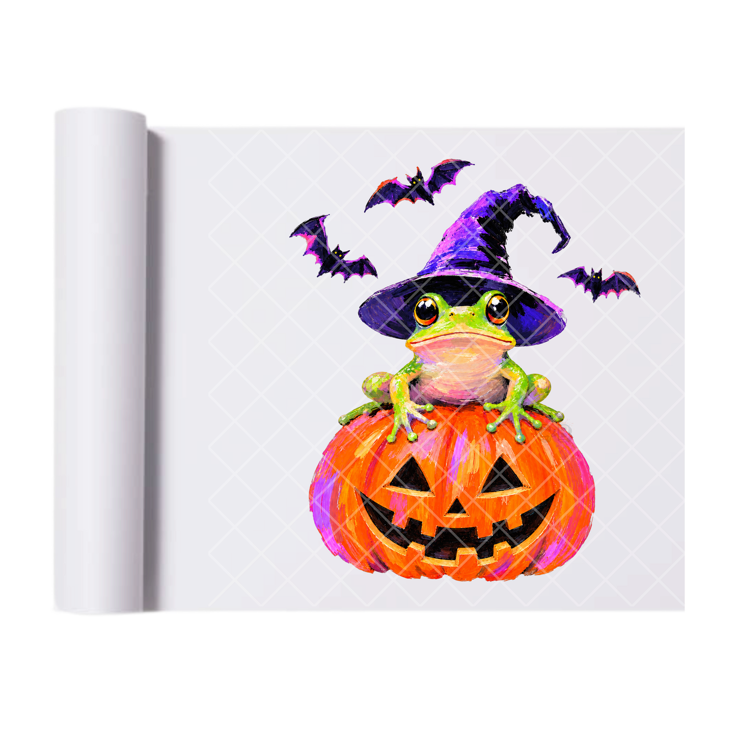 Witch Frog on Pumpkin - Ready To Press Print Transfer for Apparel, Cotton, Polyester & Blends - High-Quality Print- Commercial Grade