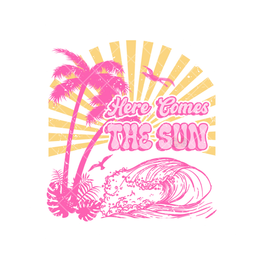Here Comes The Sun Pink Yellow PNG