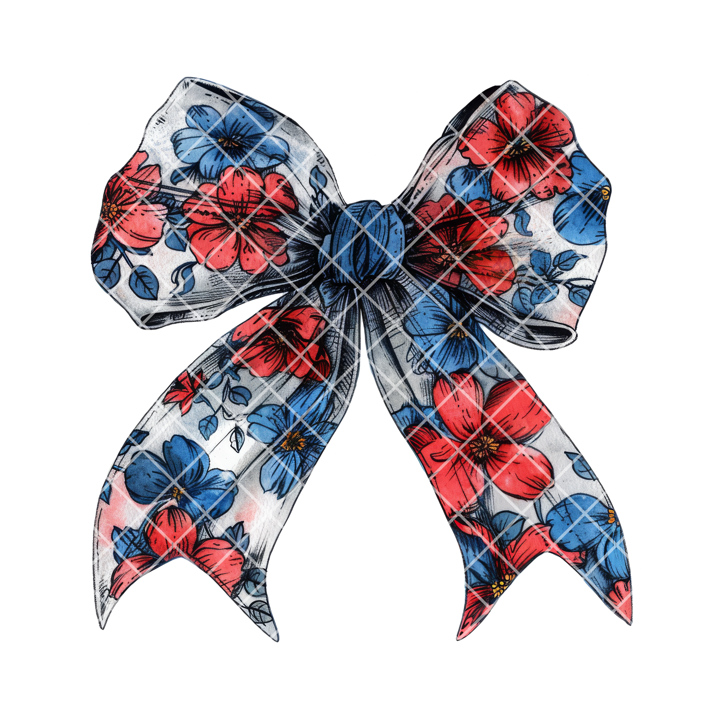 Red and blue bow sketch PNG