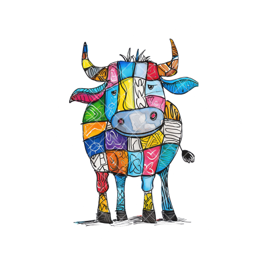 Ox Art Doodle Painting PNG