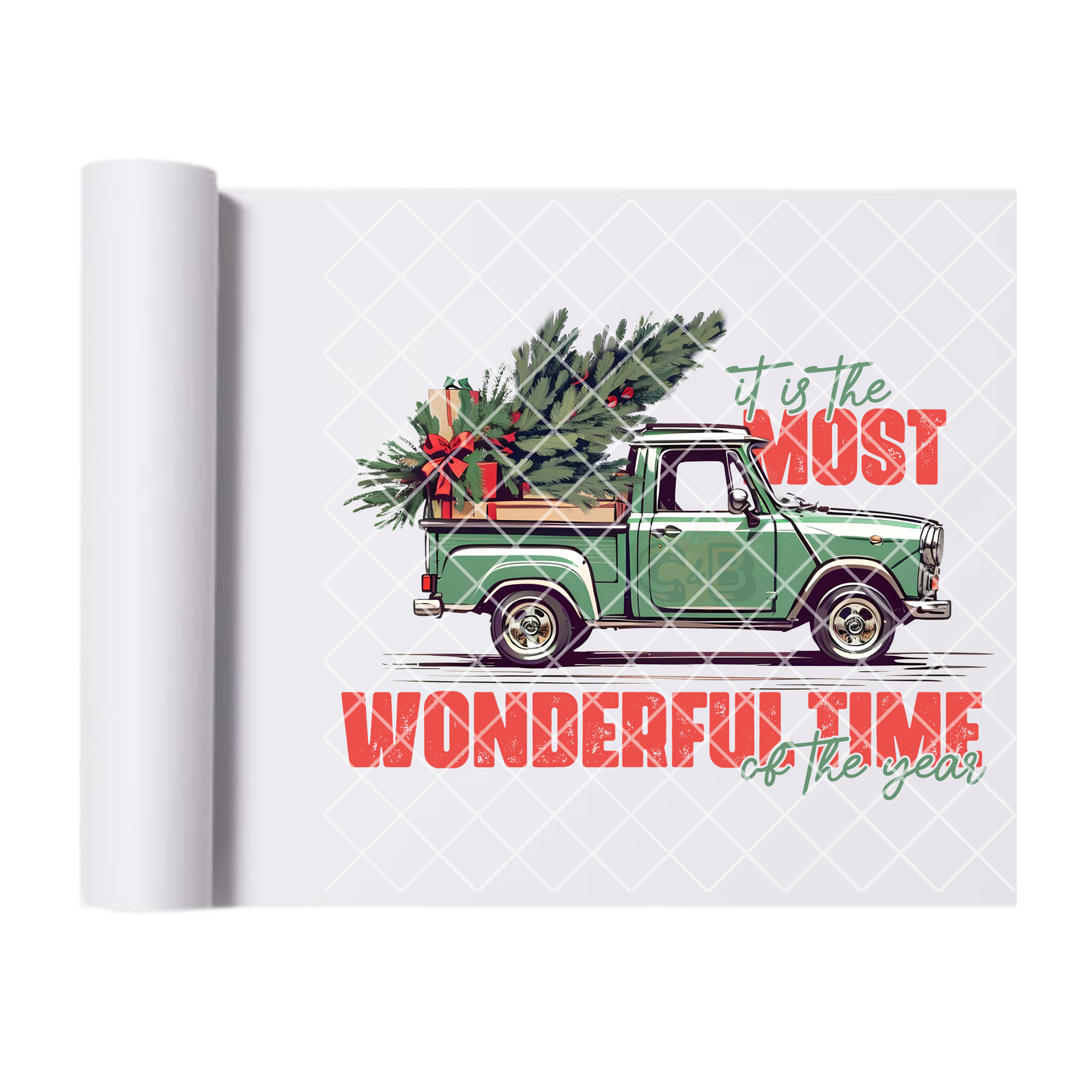 Green Truck With Tree DTF Transfer