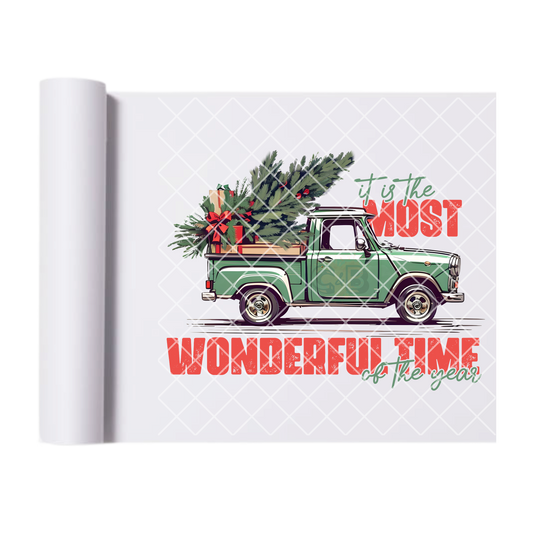 Green Truck With Tree DTF Transfer