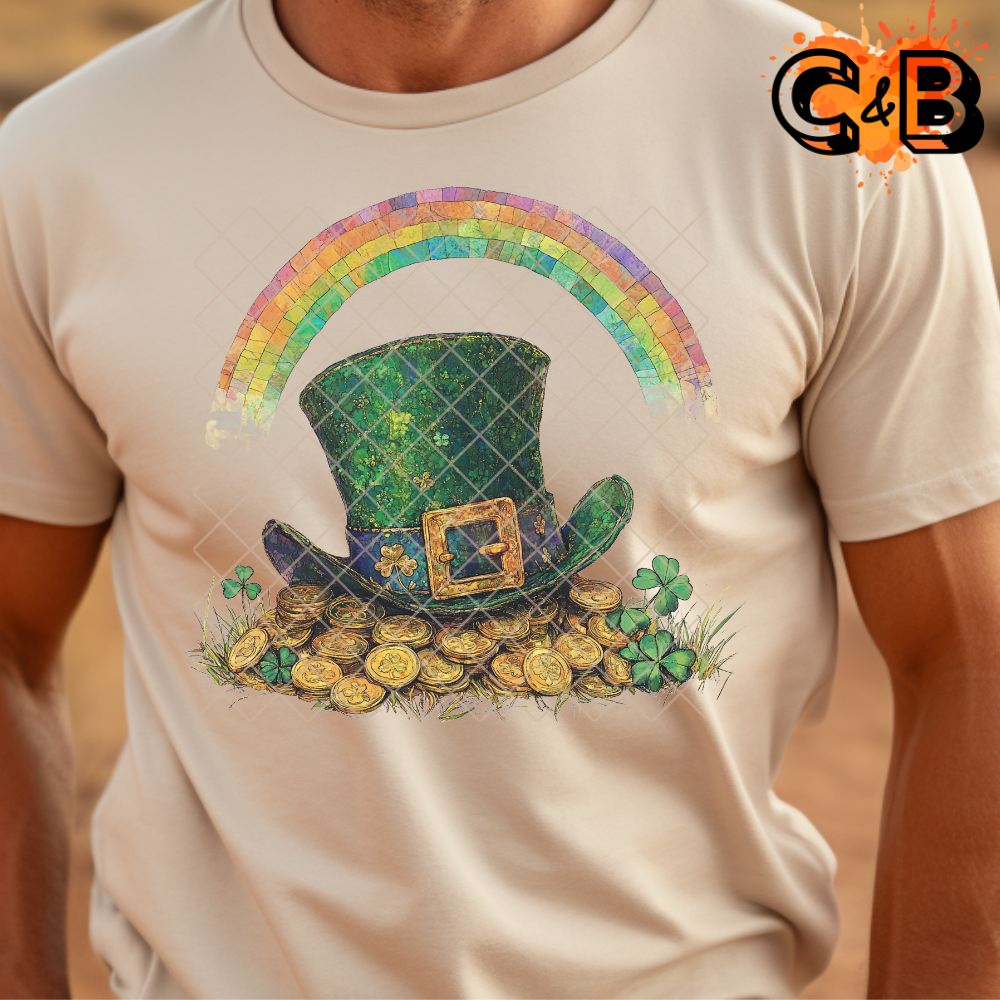 St Patrick’s Gold Hat Rainbow PNG