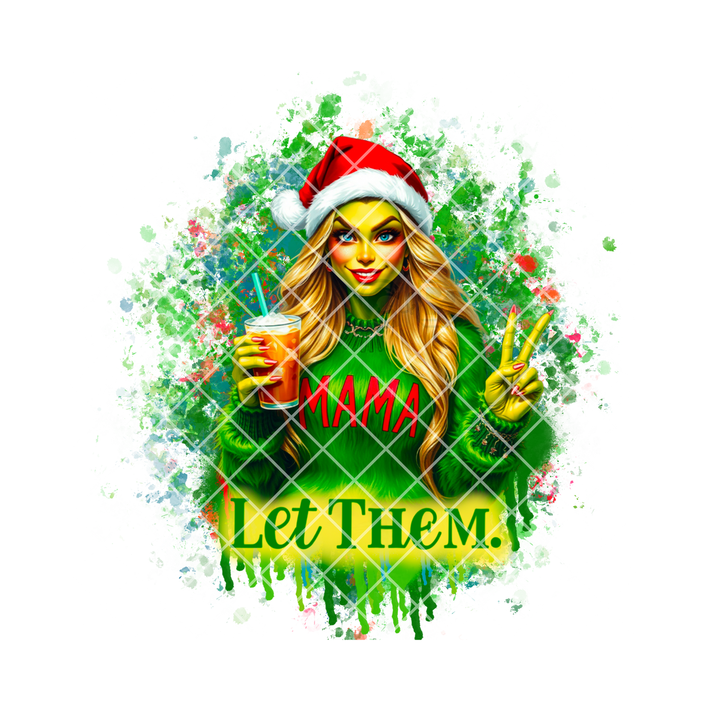 Let Them Babe Christmas Green Girl PNG