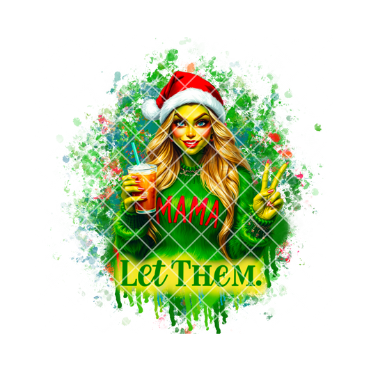 Let Them Babe Christmas Green Girl PNG