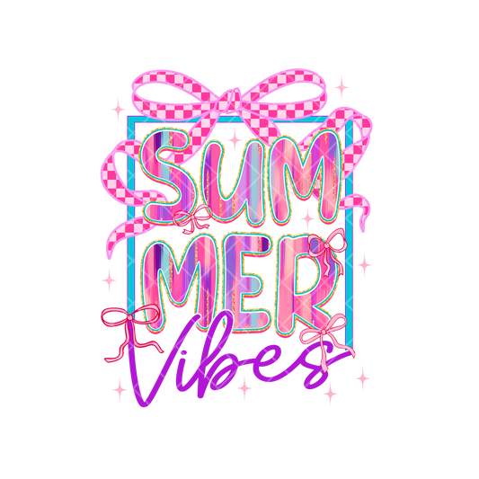 Summer Vibes Pink Checkered PNG