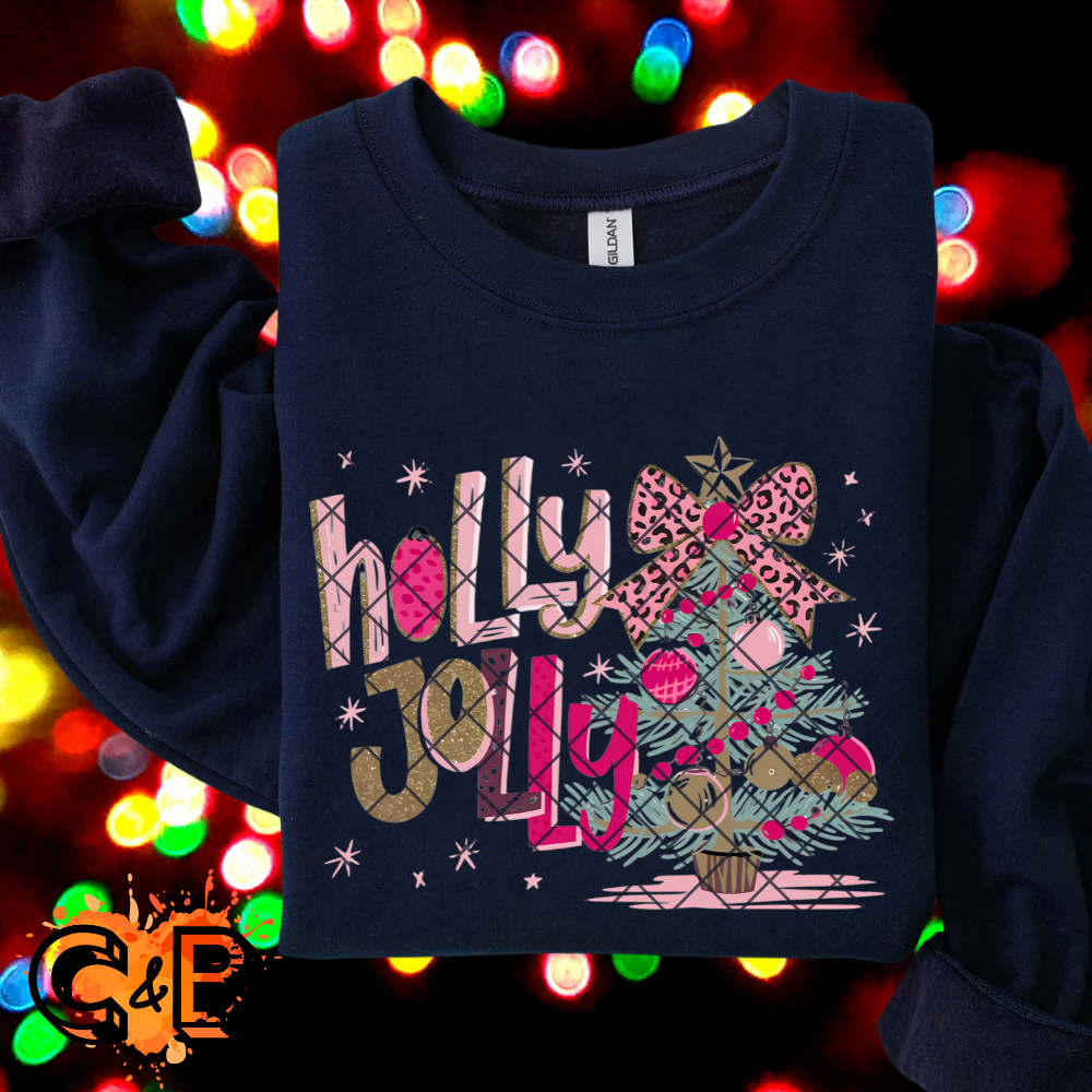 Holly Jolly CB Christmas Tree Pink PNG