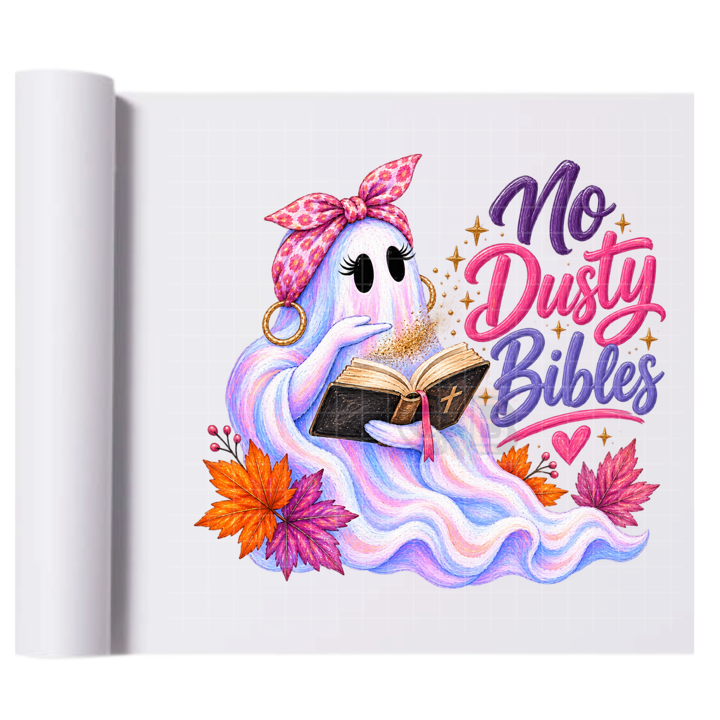 No Dusty Bibles Ghost Babe - Ready To Press Print Transfer for Apparel, Cotton, Polyester & Blends - High-Quality Print- Commercial Grade