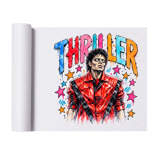 Colorful Thriller MJ - Ready To Press Print Transfer for Apparel, Cotton, Polyester & Blends - High-Quality Print- Commercial Grade