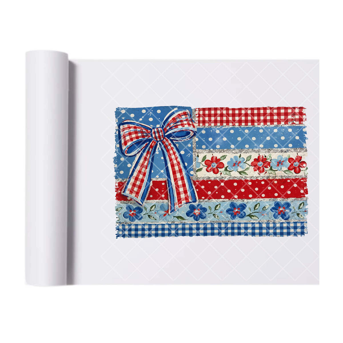 Ribbon Quilted Flag Tee - Direct Transfer Print, Ready To Press For T-Shirts, Cotton, Polyester & Blends - Tshirt Business Quality