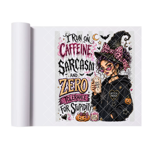 Caffeine Witch - Ready To Press Print Transfer for Apparel, Cotton, Polyester & Blends - High-Quality Print- Commercial Grade
