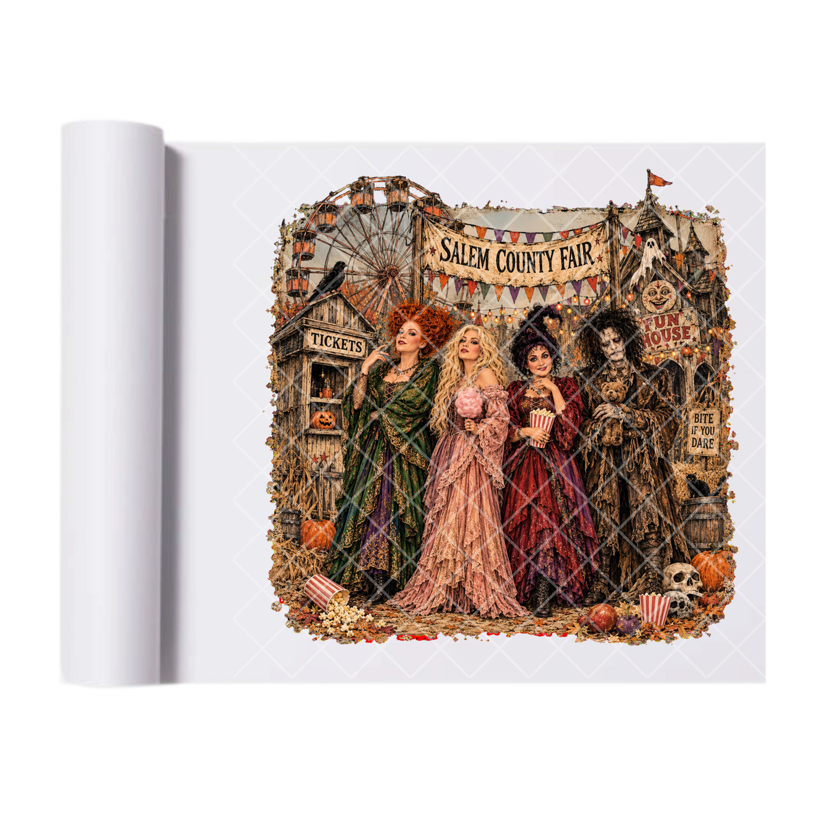 Hocus Pocus Salem County Fair - Ready To Press Print Transfer for Apparel, Cotton, Polyester & Blends - High-Quality Print- Commercial Grade