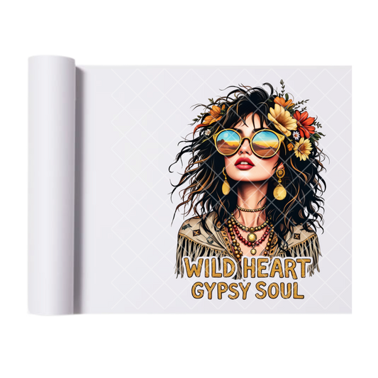 Wild Heart Gypsy Soul - Direct Print Film Transfer for Trendy T-Shirts, Cotton, Polyester & Blends - High-Quality Print