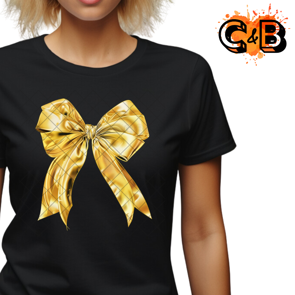 Gold Chrome Bow PNG
