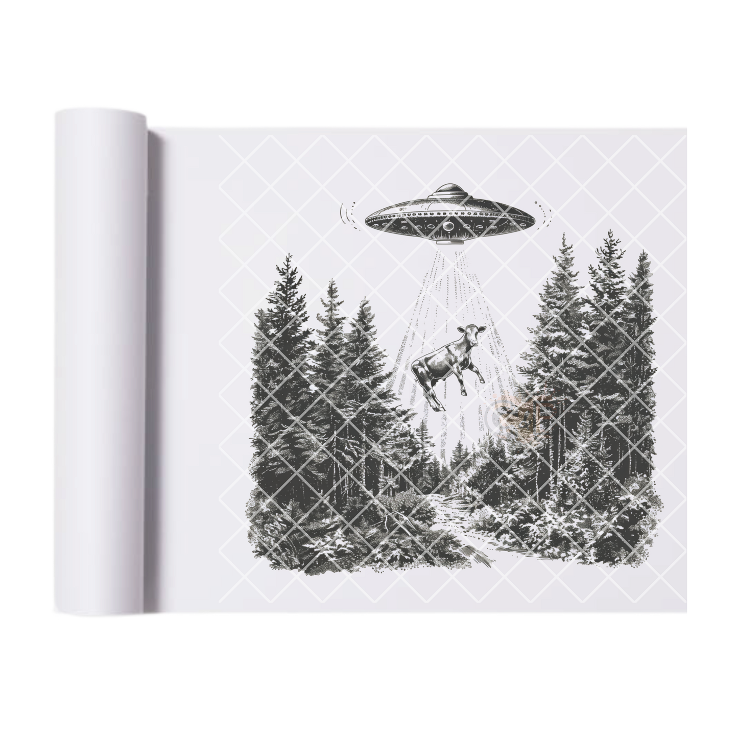 Cow alien beam DTF film t shirt transfer