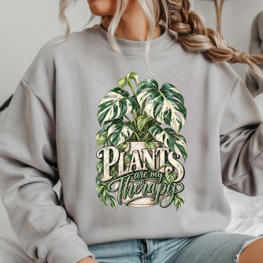 Plants Are My Therapy Variegated Monstera - Premium Graphic T-Shirt for Casual Wear