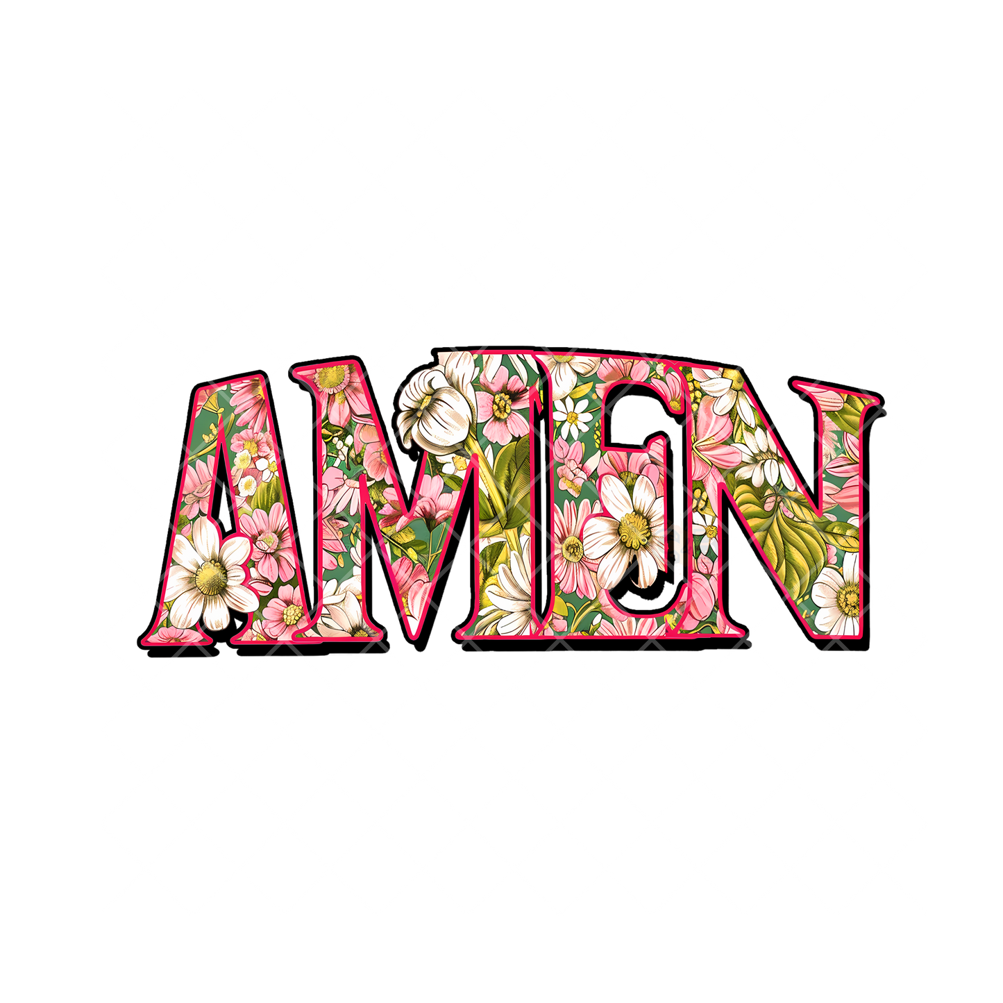 Amen Punk And Green Floral PNG