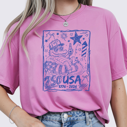 250 USA Gator Doodle - T-Shirt, Premium Graphic, Trendy T-Shirt for Casual Wear
